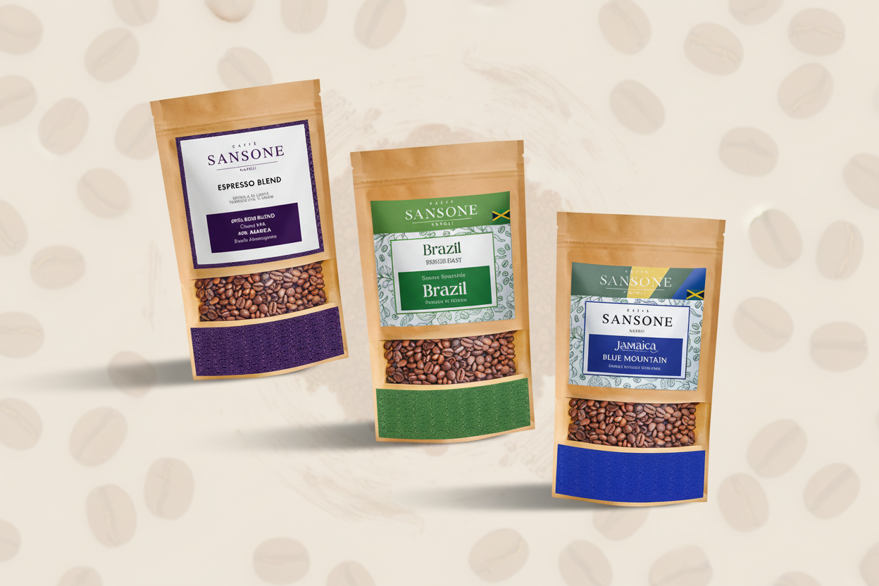 Bundle caffè artigianale Caffè Sansone - Kit degustazione con Espresso Blend, Brasile Specialty e Giamaica Blue Mountain