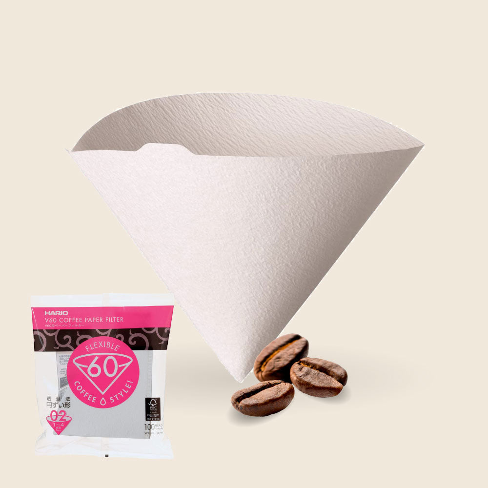 Filtri Hario V60 Carta Naturale - 100 Pezzi Misura 02