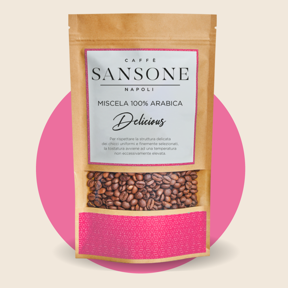 Miscela 100% Arabica Caffè Sansone - Confezione 250g caffè in grani tostatura artigianale napoletana
