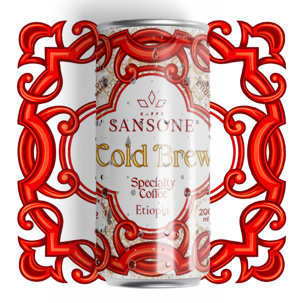 Lattina di Cold Brew Etiopia Caffè Sansone da 250ml, caffè specialty freddo monorigine estratto a freddo.