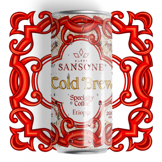 Lattina di Cold Brew Etiopia Caffè Sansone da 250ml, caffè specialty freddo monorigine estratto a freddo.