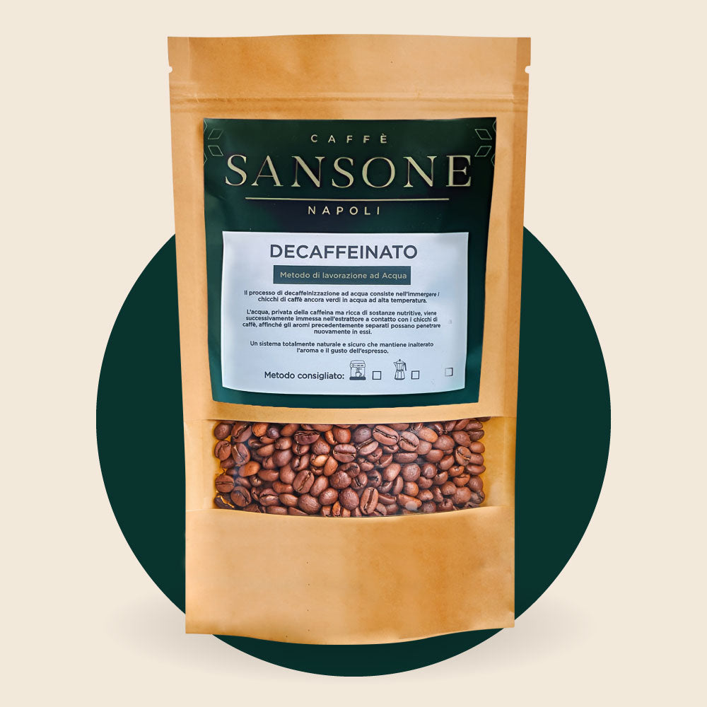 Caffè Decaffeinato Sansone 250g - 100% Arabica processo ad acqua naturale
