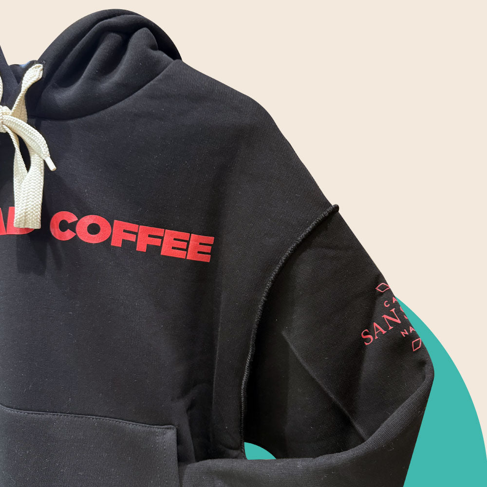 Felpa Nera F*ck Bad Coffee - Caffè Sansone Cotone Premium